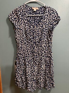 Collective Concepts Navy and White Floral Short-Sleeve Mini Dress